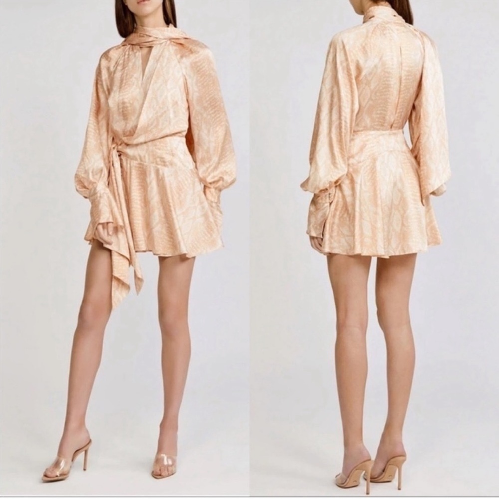 Acler Peach Patterned Mini Dress US size 4